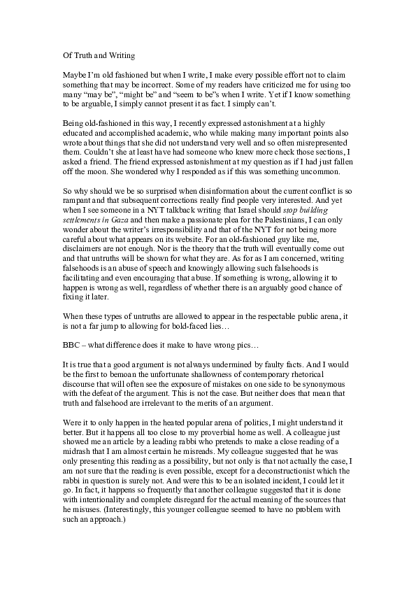(DOC) Of Truth and Writing