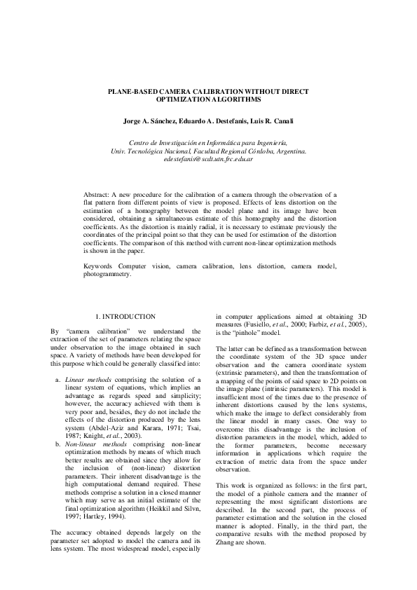 a new calibration model of camera lens distortion