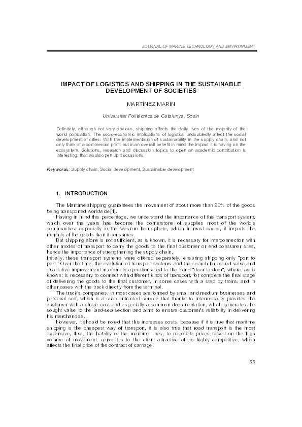 (PDF) IMPACT OF LOGISTICS AND SHIPPING IN THE SUSTAINABLE DEVELOPMENT ...