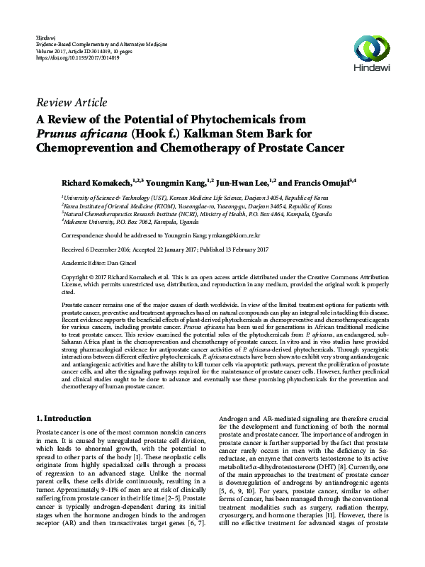 (PDF) A Review of the Potential of Phytochemicals from Prunus africana