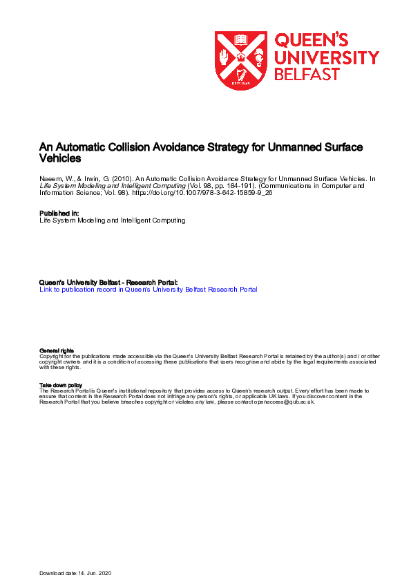 (PDF) An Automatic Collision Avoidance Strategy for Unmanned Surface ...