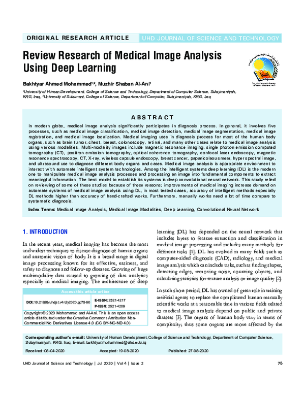 (PDF) Review Research of Medical Image Analysis Using Deep Learning