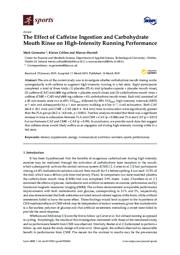 (PDF) The Effect of Caffeine Ingestion and Carbohydrate Mouth Rinse on ...