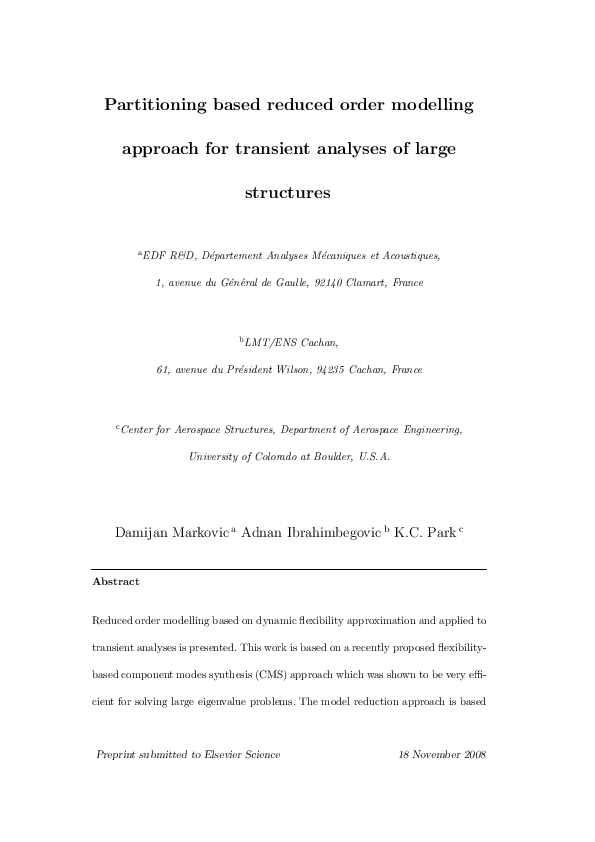 (PDF) Partitioning based reduced order modelling approach for transient ...