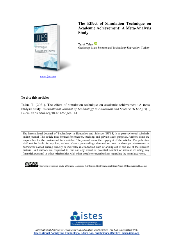 (PDF) The Effect of Simulation Technique on Academic Achievement: A ...