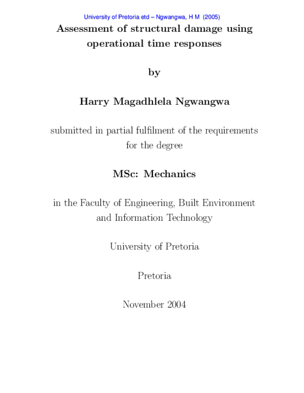 (PDF) Assessment of structural damage using operational time responses ...