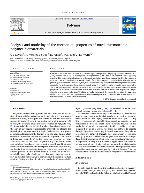 (PDF) Analysis and modeling of the mechanical properties of novel ...
