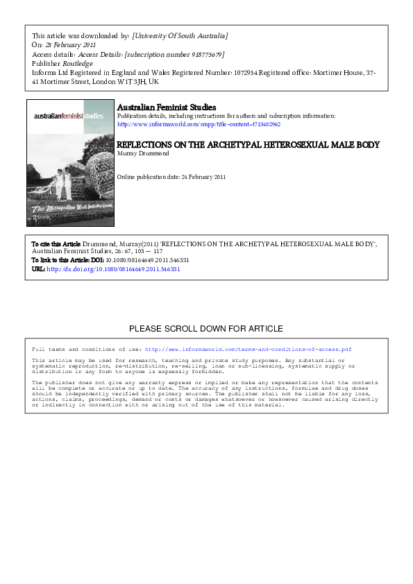 (PDF) Reflections on the Archetypal Heterosexual Male Body Murray J N