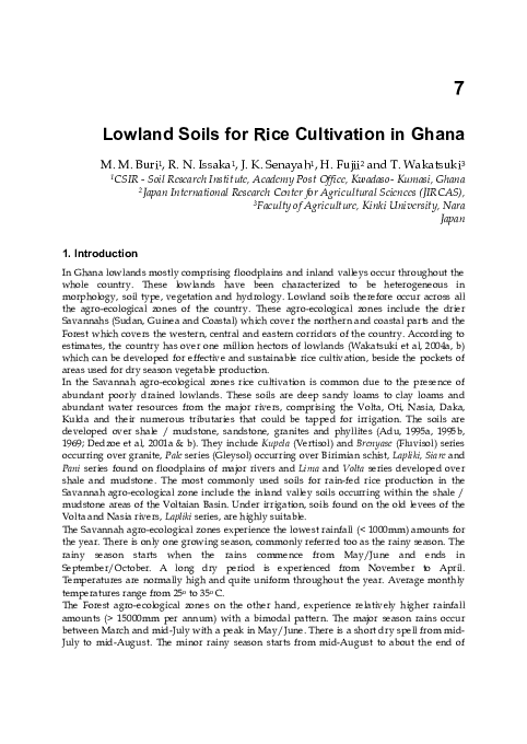 (PDF) Lowland Soils for Rice Cultivation in Ghana