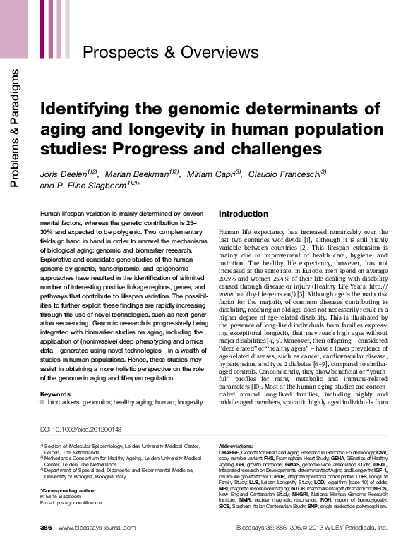 (PDF) Identifying the genomic determinants of aging and longevity in ...