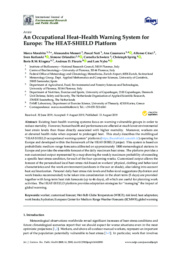 (PDF) An Occupational HeatHealth Warning System for Europe The HEATSHIELD Platform marco