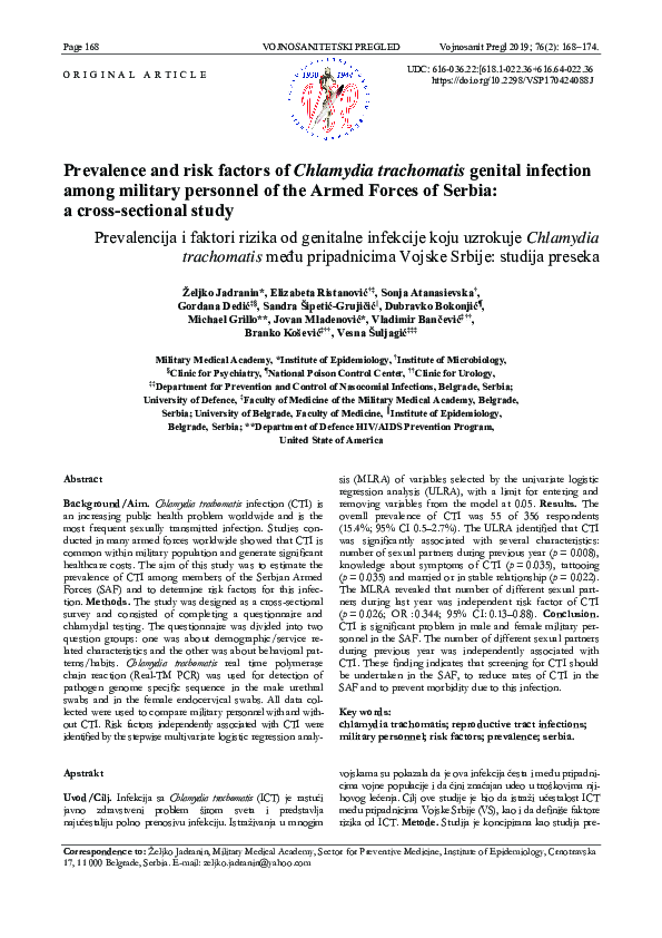 (PDF) Prevalence and Risk Factors of Chlamydia trachomatis Cervicitis ...