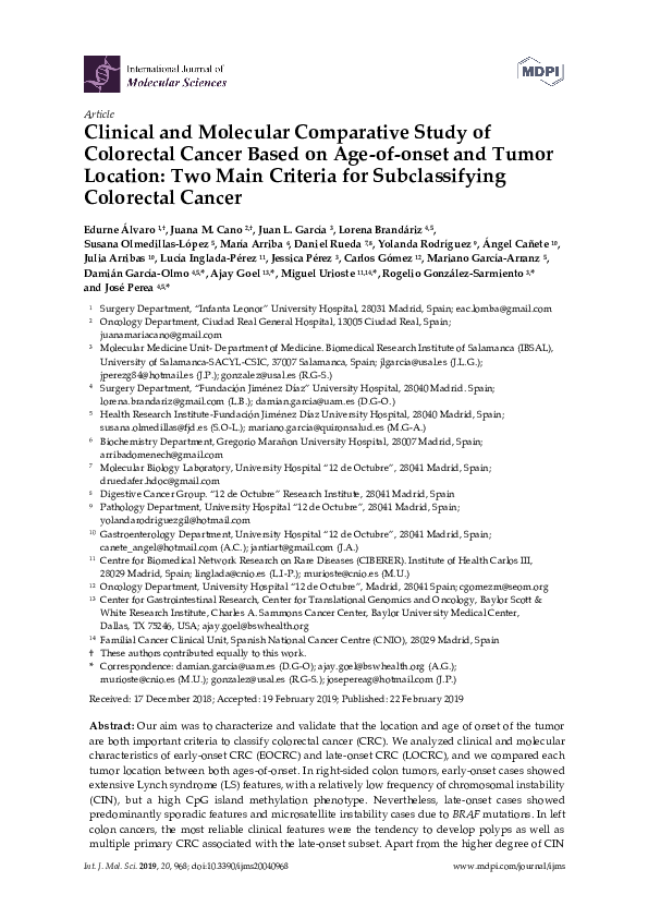 (PDF) Clinical and Molecular Comparative Study of Colorectal Cancer ...