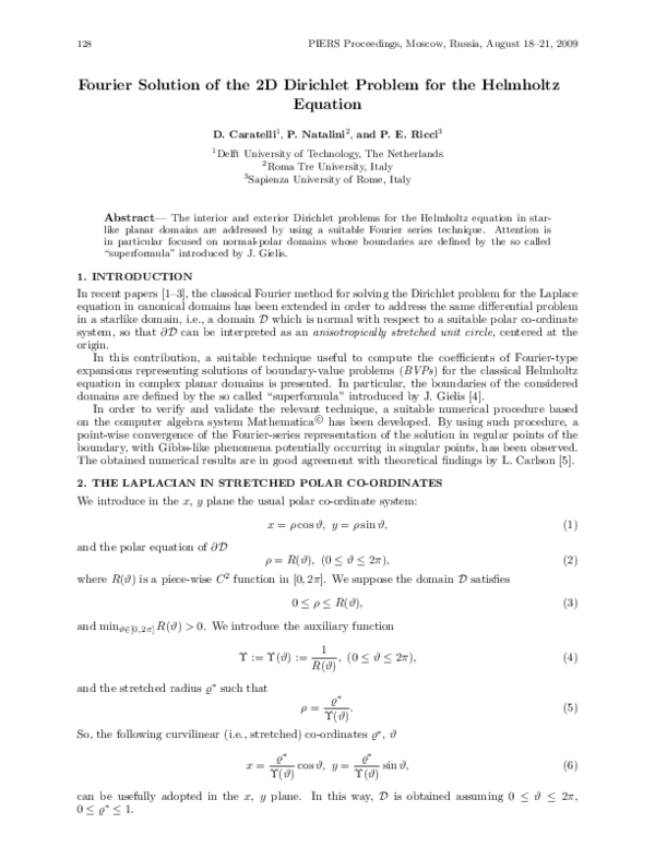 (PDF) Fourier Solution of the 2D Dirichlet Problem for the Helmholtz ...