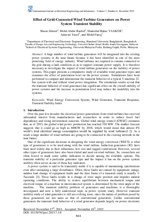 (PDF) Effect of Grid - Connected Wind Turbine Generators on Power ...