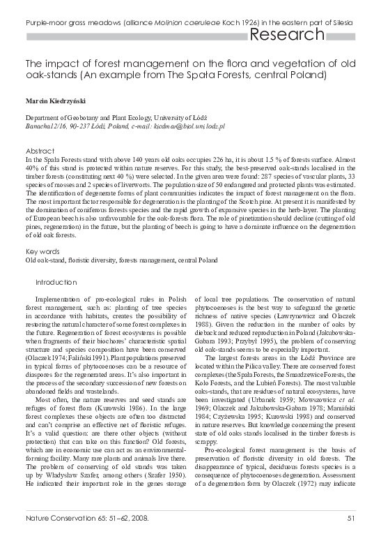 (PDF) The impact of forest management on the flora and vegetation of ...