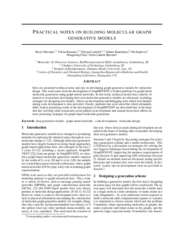 (PDF) Practical Notes on Building Molecular Graph Generative Models