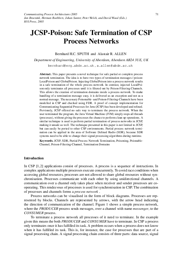 (PDF) JCSP. mobile: a package enabling mobile processes and channels