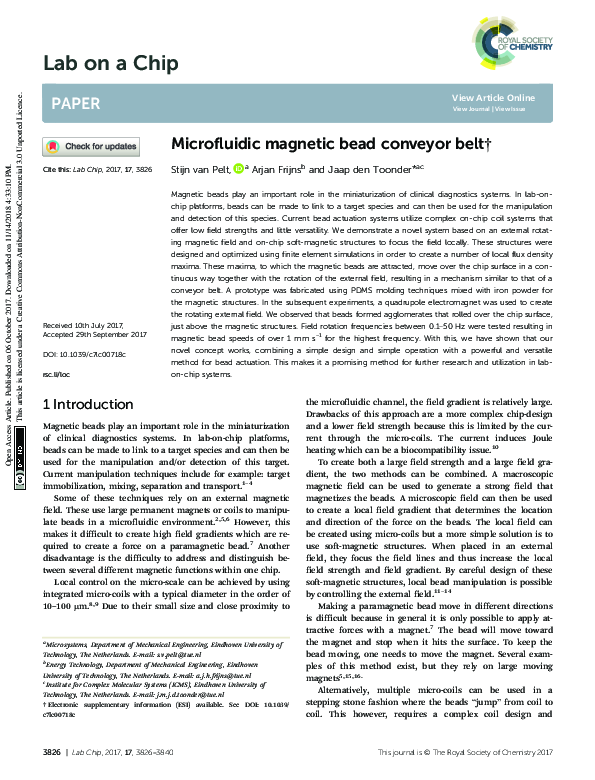 (PDF) Microfluidic magnetic bead conveyor belt