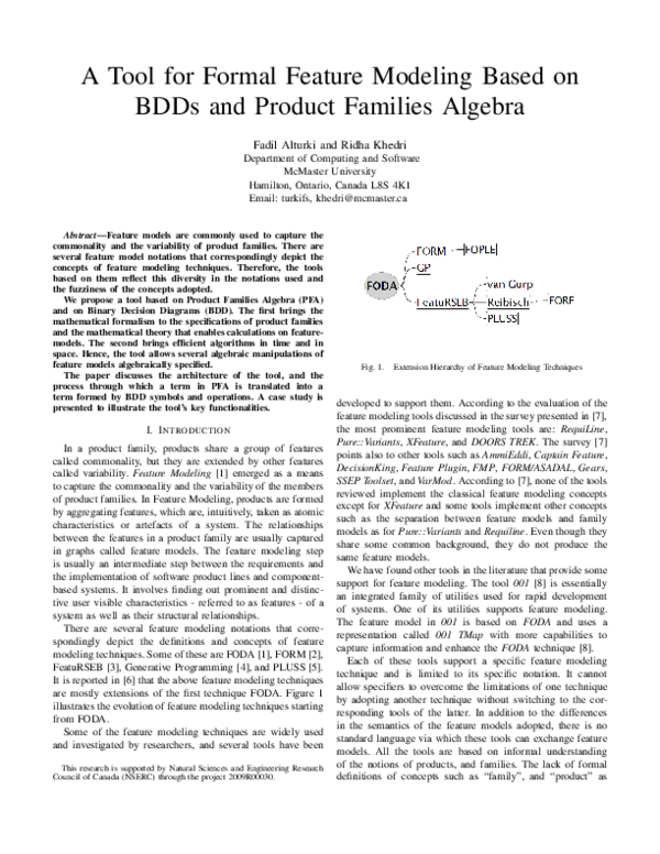 (PDF) A Tool for Formal Feature Modeling Based on BDDs and Product ...