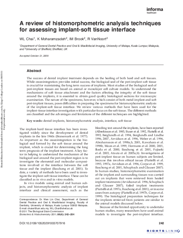 (PDF) A review of histomorphometric analysis techniques for assessing ...