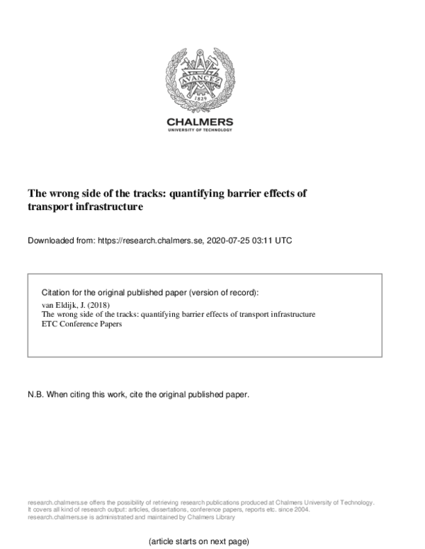 (PDF) The wrong side of the tracks: quantifying barrier effects of ...