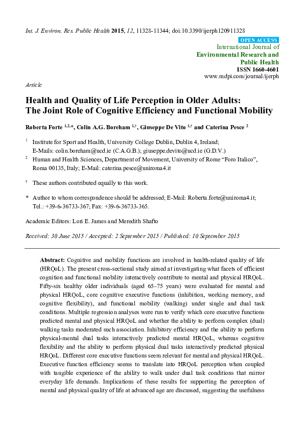 (PDF) Health and Quality of Life Perception in Older Adults: The Joint ...
