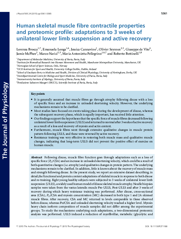 (PDF) Human skeletal muscle fibre contractile properties and proteomic ...