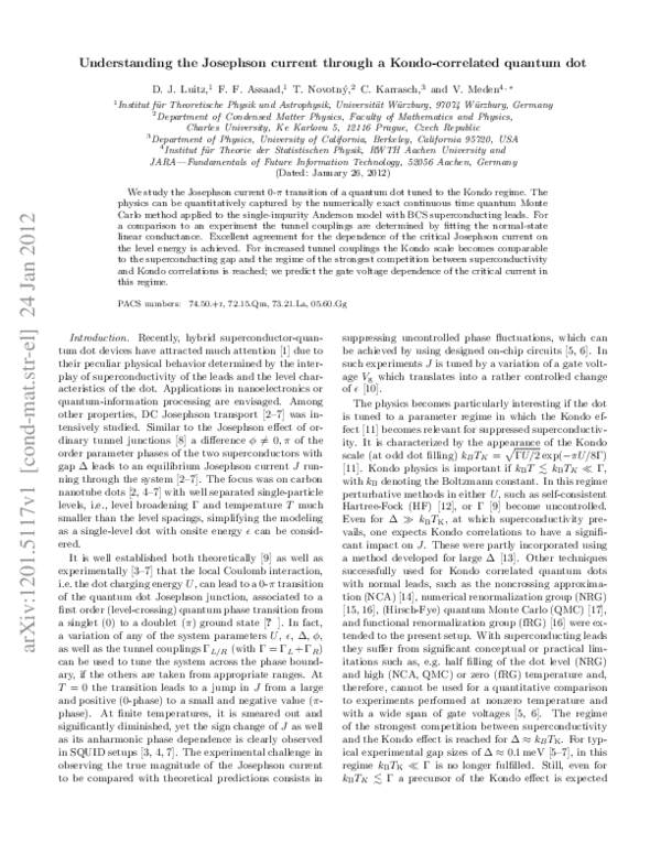 (PDF) Understanding the Josephson Current through a Kondo-Correlated ...