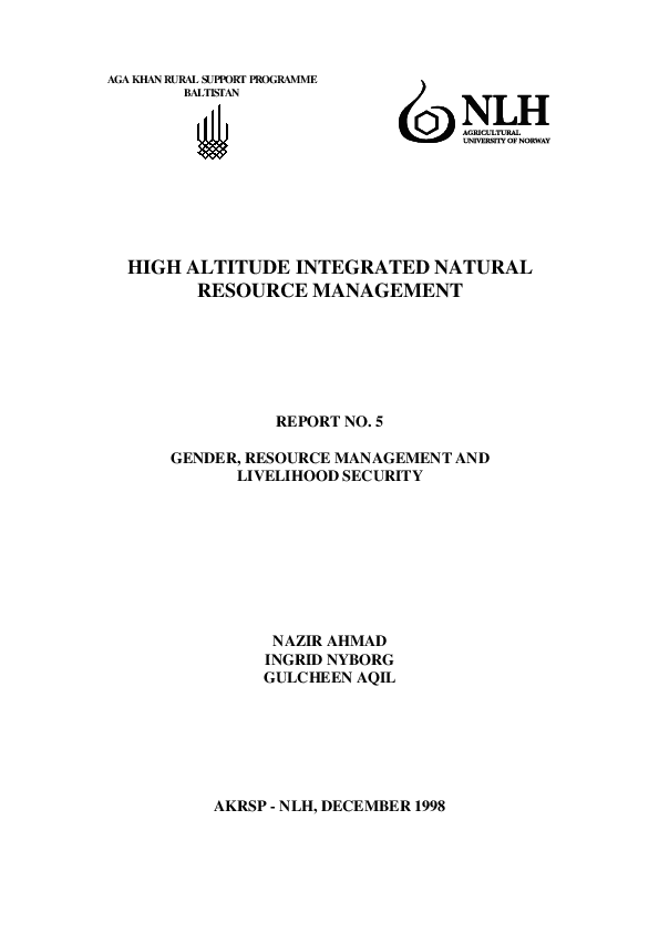 (PDF) High Altitude Integrated Natural Resource Management
