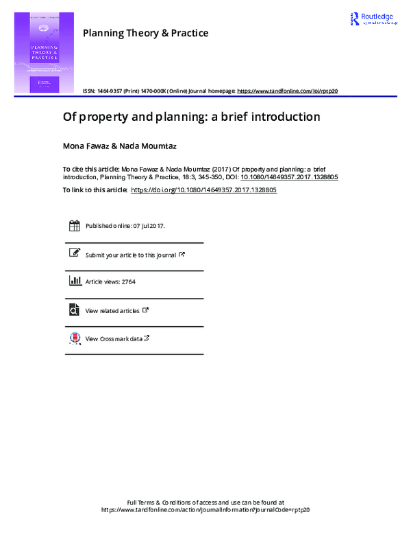 (PDF) Of property and planning: a brief introduction