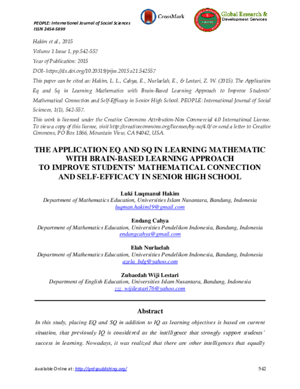 (PDF) The Application Eq and SQ in Learning Mathematics with Brain ...