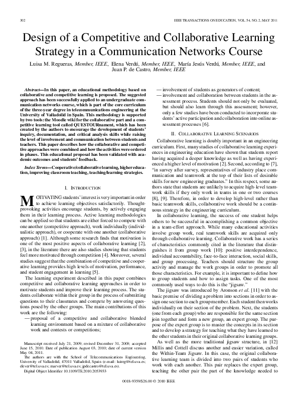 (PDF) Design of a Competitive and Collaborative Learning Strategy in a ...