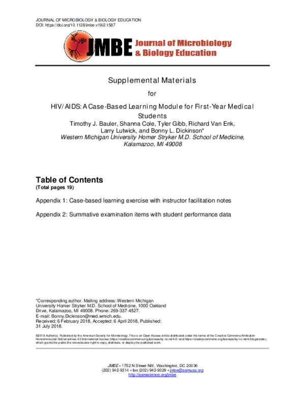 (PDF) HIV/AIDS: A Case-Based Learning Module for First-Year Medical ...