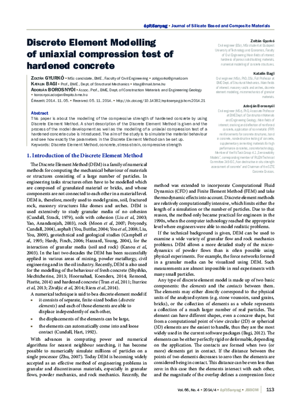  pdf discrete element modelling of uniaxial compression test of