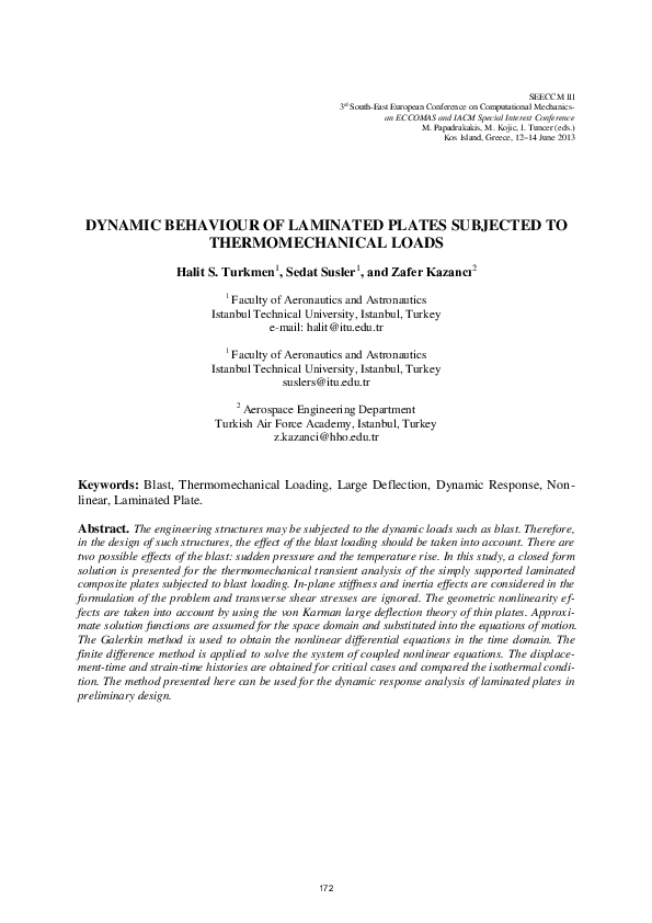 (PDF) Dynamic Behaviour of Laminated Plates Subjected to ...