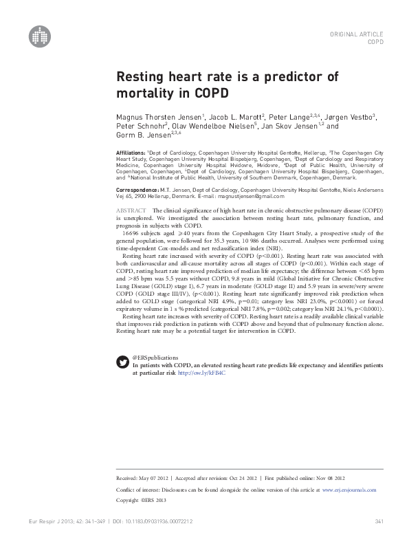 (PDF) Resting heart rate is a predictor of mortality in COPD