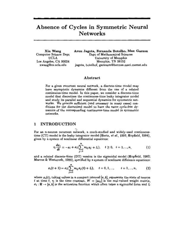 Pdf Absence Of Cycles In Symmetric Neural Networks Fernanda Botelho Academia Edu