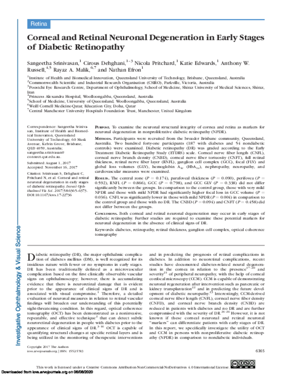 (PDF) Corneal and Retinal Neuronal Degeneration in Early Stages of ...