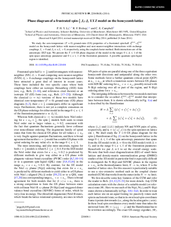 (PDF) Phase diagram of a frustrated spin-1/2 J(1)-J(2) XXZ model on the ...