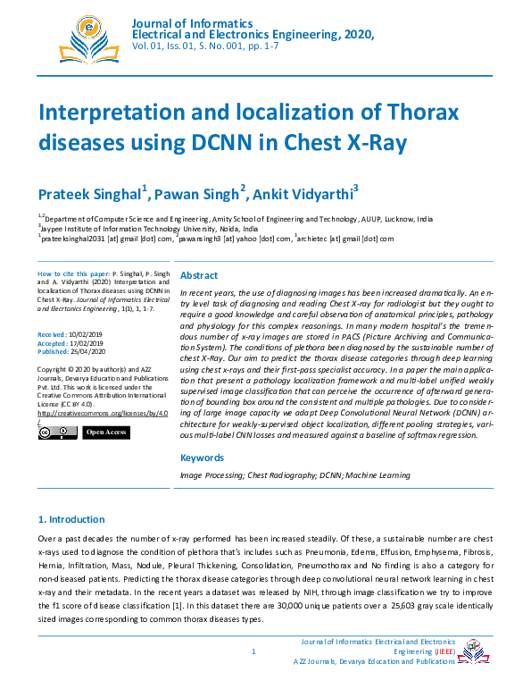 (PDF) Interpretation and localization of Thorax diseases using DCNN in