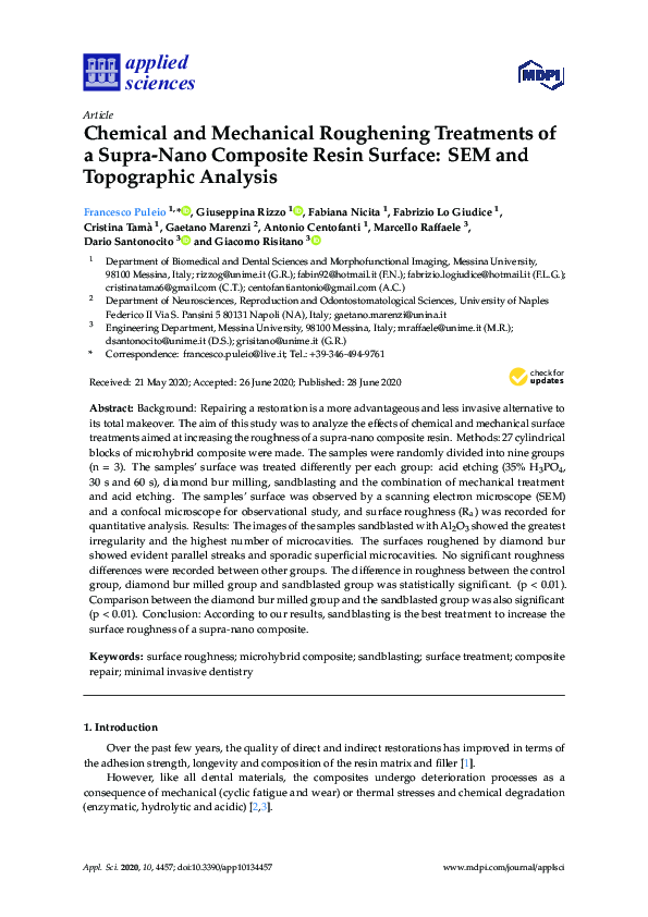(PDF) Chemical and Mechanical Roughening Treatments of a Supra-Nano ...