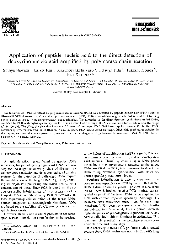 (PDF) Application of peptide nucleic acid to the direct detection of ...