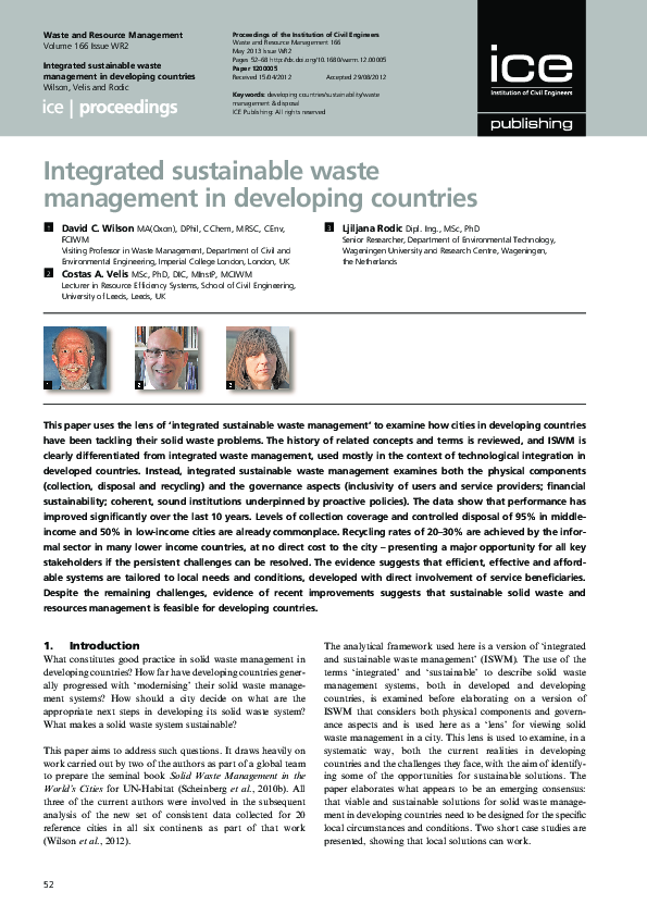 (PDF) Integrated sustainable waste management in developing countries