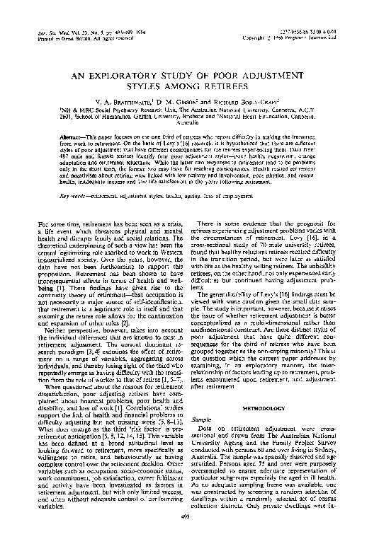 (PDF) An exploratory study of poor adjustment styles among retirees