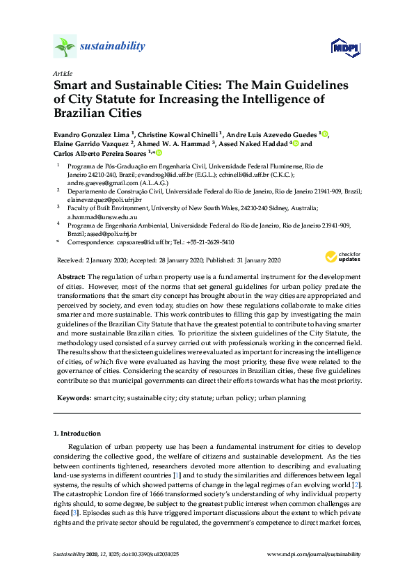 (PDF) Smart and Sustainable Cities: The Main Guidelines of City Statute ...