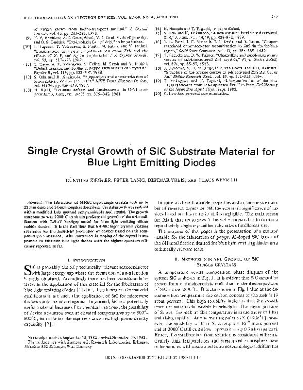 (PDF) Single crystal growth of SiC substrate material for blue light ...