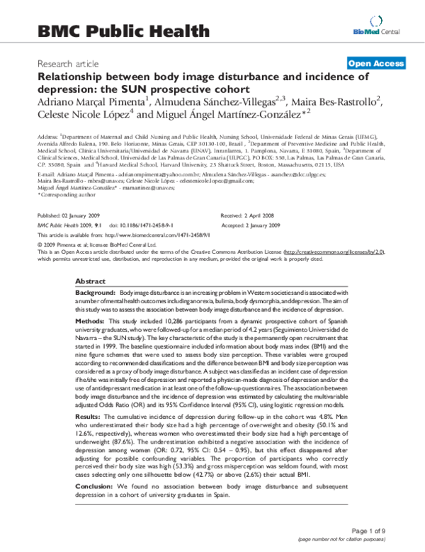 (PDF) Relationship between body image disturbance and incidence of ...