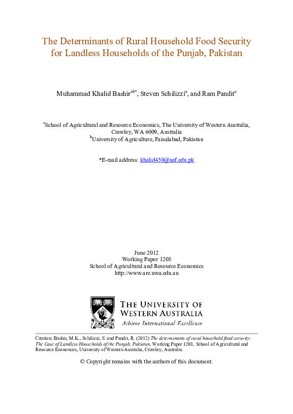 (PDF) Determinants of rural household food security: a comparative ...
