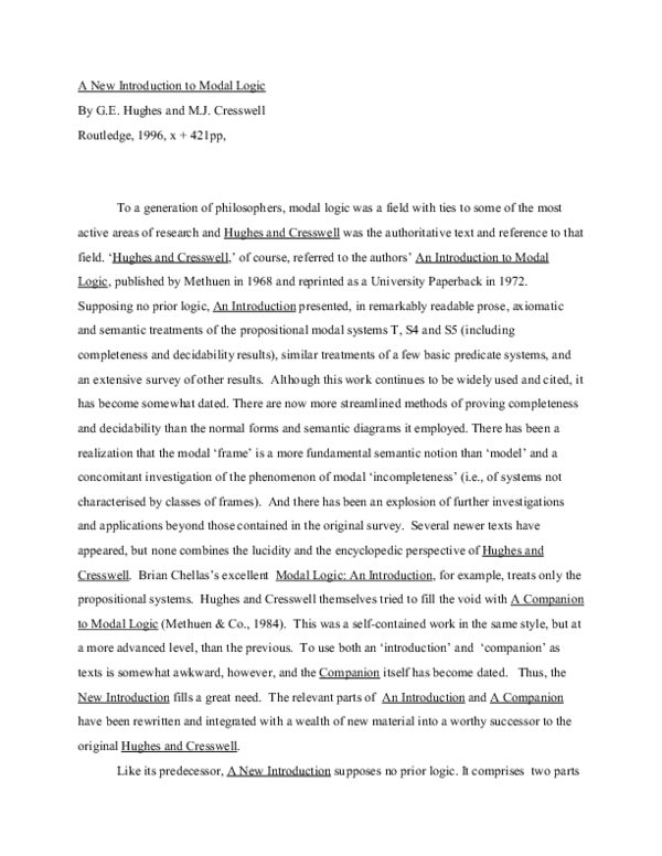 PDF) A New Introduction to Modal Logic